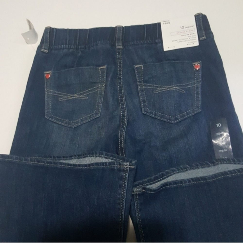 GAP Girls Skinny Flare Pull-On Waist Blue Jeans-10 - Picture 5 of 7